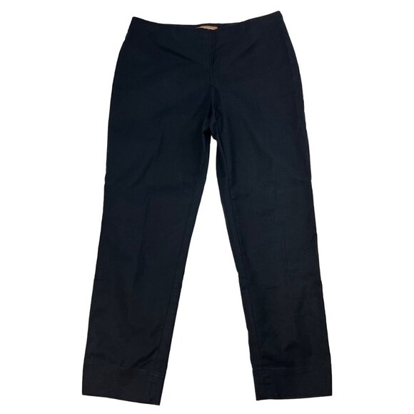 Ellen Tracy Women’s Mid Rise Flat Front Chino Pants Black Side Zipper 8 - Picture 1 of 9